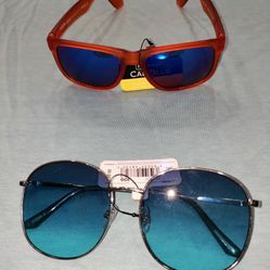 NEW Foster Grant Orange CaliBlue and Metal Aviator Style Two Pairs of SUNGLASSES