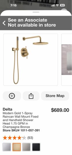 Delta Modern Gold 1-Spray Raincan Wall Mount Fixed and Handheld Shower Head 1.75 GPM in Champagne Bronze