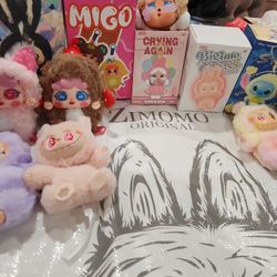 labubus, migo and stitch, crying again doll