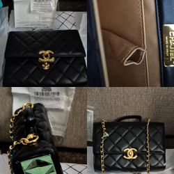 Black Leather Chanel Purse