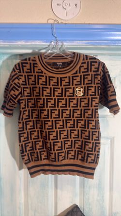 Fendi FF Monogram Knit Short Sleeve Top
