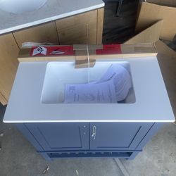 Home Decorators Collection Tupelo 30 in. Single Sink Freestanding Midnight Blue Bath Vanity with White Engineered Stone Top (Assembled)