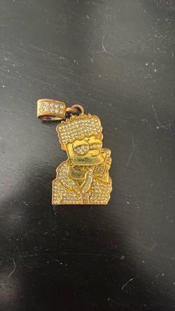 Bart Simpson Iced Out Gold Pendant