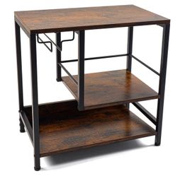 Freestanding Countertop Wine Rack, Liquor Shelf Hold 4-5 Bottles & 3 Glass Wine Storage, Wooden & Metal Wine Cabinet Shelf, Space-Saving Liquor Holder