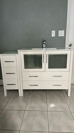 36” wide bathroom vanity with sink faucet drain and counter top included
