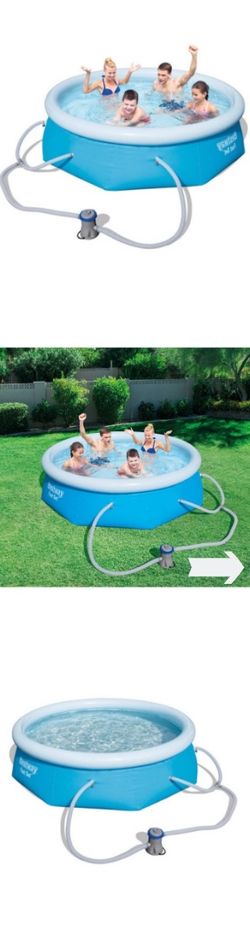 NEW (8’ x 26”) Above Ground Swimming Pool w/ Pump - Round Outdoor Family Fun Set Play Center Water Swim Backyard Summer Game Splash - ↓READ↓