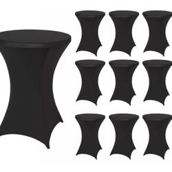 10 Pack Spandex Black Table Cover Cocktail Fitted Tablecloths Round 32”W x 43” H