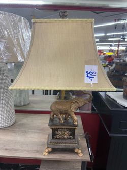 Rustic Elephant Table Lamp – Antique Gold Finish