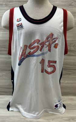Vintage Champion Usa Jersey Mens Large White Blue Red (PO1025543)