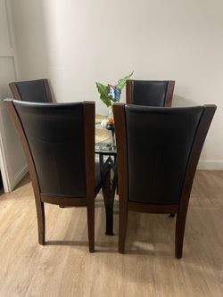 Glass Top Dining Table with 4 Chairs