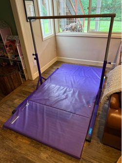 Gymnastics bar, and pad