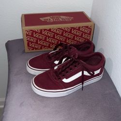 Burgundy And White Vans