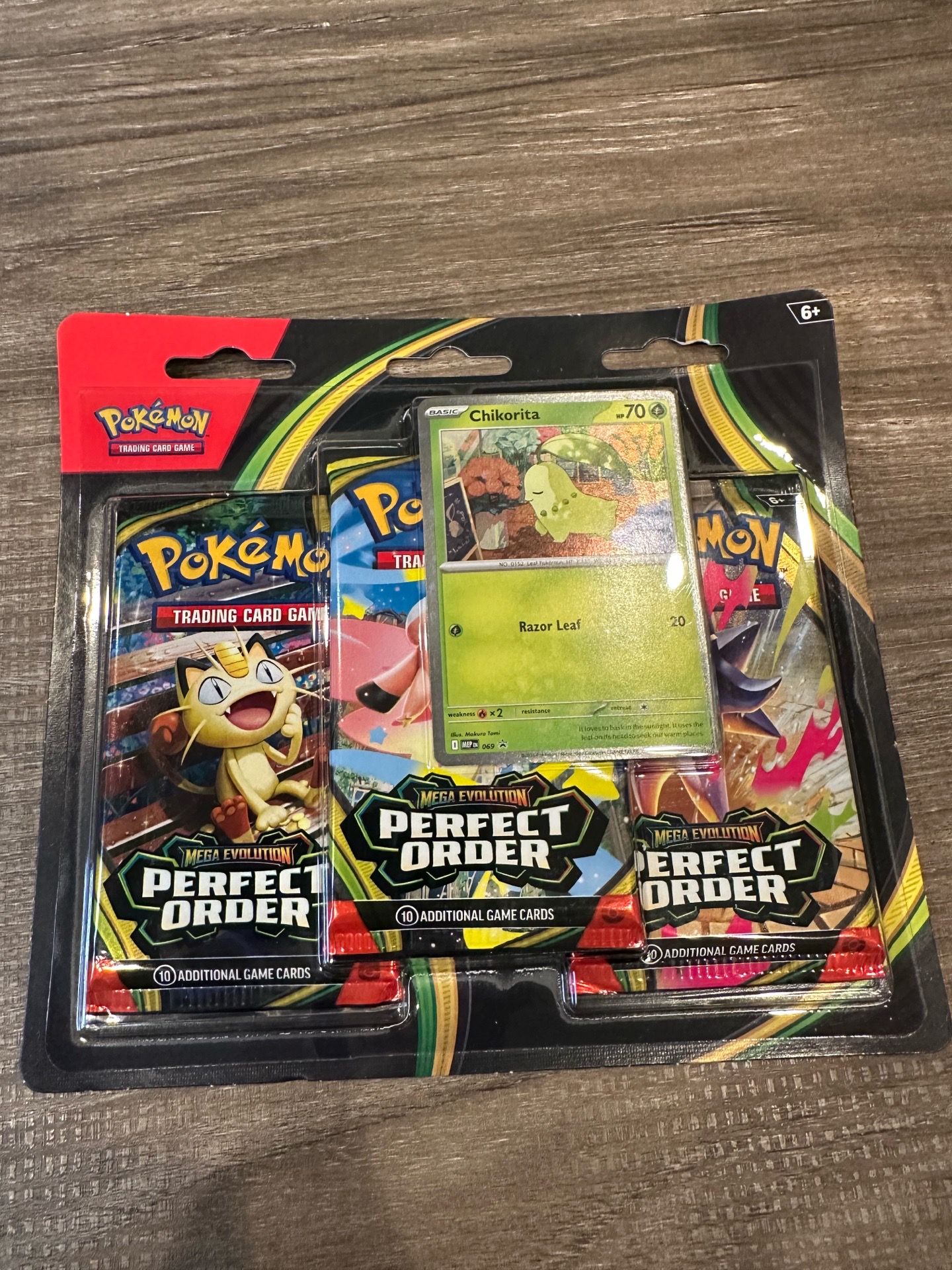Brand New sealed Pokémon Perfect Order 3 Pack Blister Chikorita IN HAND Sealed TCG