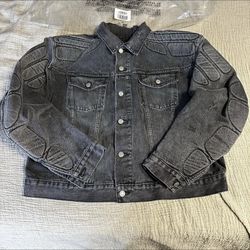 yeezy gap balenciaga padded denim jacket grey wash