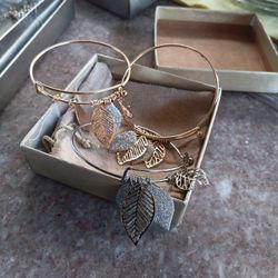 3 One Silver 2 Gold Leaf Bracelets