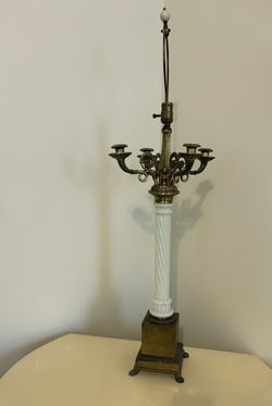 Vintage Brass And Marble Style 5- Candelabra Lamp