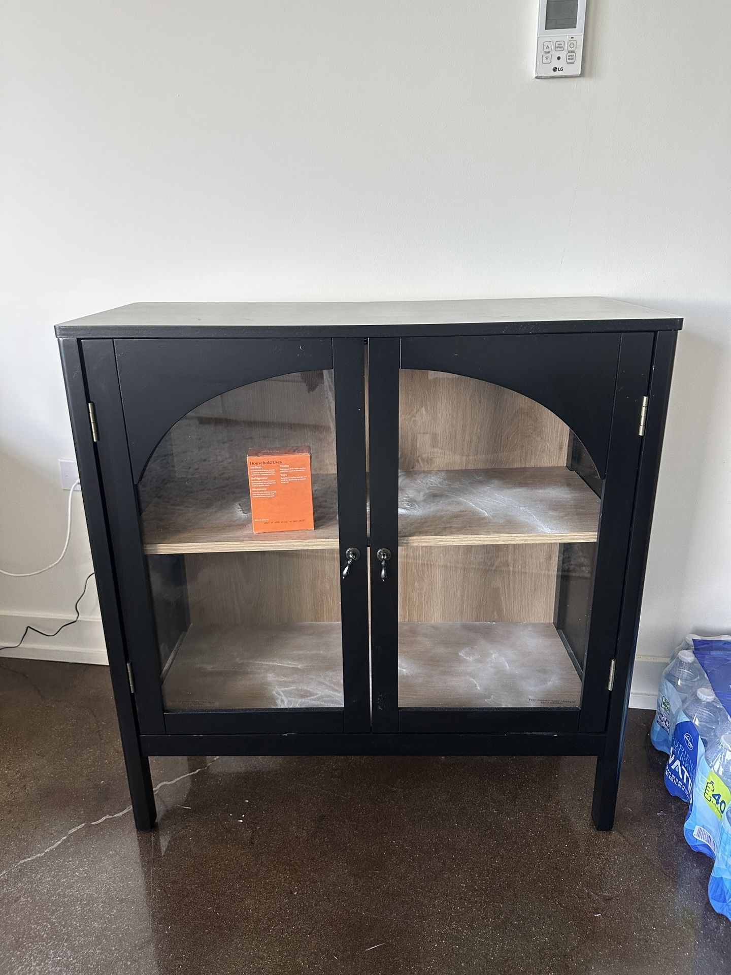 Bedford 2 Door Accent Cabinet Black - Threshold™: Elegant Storage, Pewter-Finish Hardware, Wood Veneer