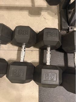 85lb Rubber Hex Dumbbells