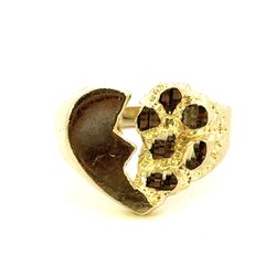 Woman’s Ladies 10k Yellow Gold Broken Heart Nugget Ring Size 7 GP3122328