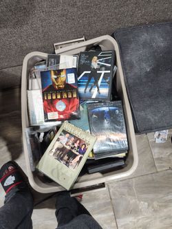 Box of cds and dvds