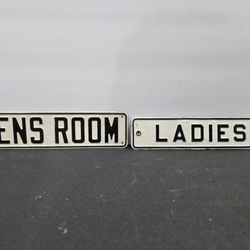 Vintage Embossed Tin Metal Signs - MENS ROOM / LADIES