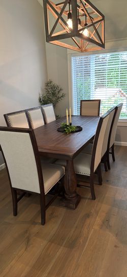 World Market Dining Table Set - Table + 8 Upholstered Chairs