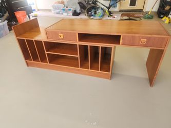 Mid Century Modern Antique Danish Expandable Media Cabinet