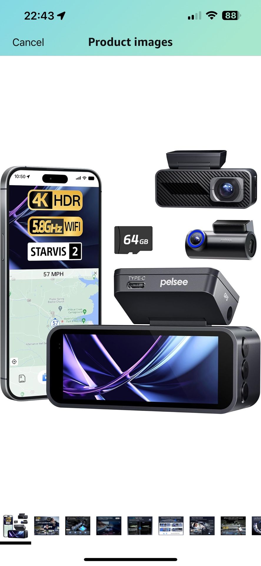 Pelsee P1 Pro Dash Cam Front and Rear, STARVIS 2 Sensor, 4K Dual Dash Camera for Cars with AI Color Night Vision, HDR WDR, ADAS, GPS, WiFi & Voice Con