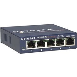 NETGEAR 5-Port Fast Ethernet 10/100 Unmanaged Switch (FS105NA) - Desktop, and ProSAFE Limited Lifetime Protection,Blue