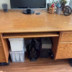 Solid Oak Desk With Top Shelving Piece (separate)