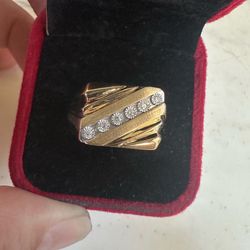 925 Gold over Sterling Silver Ring w/ 💎 diamonds, size 10.25, marked 925 14k GP w/ crown, beautiful ring