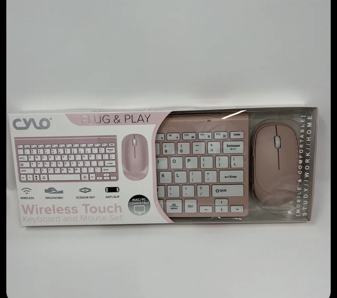 new pink wireless keyboard and mouse set
