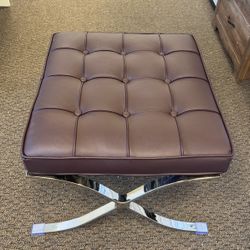 Classic Romano Top Grain Italian Leather Ottoman - Chocolate Leather