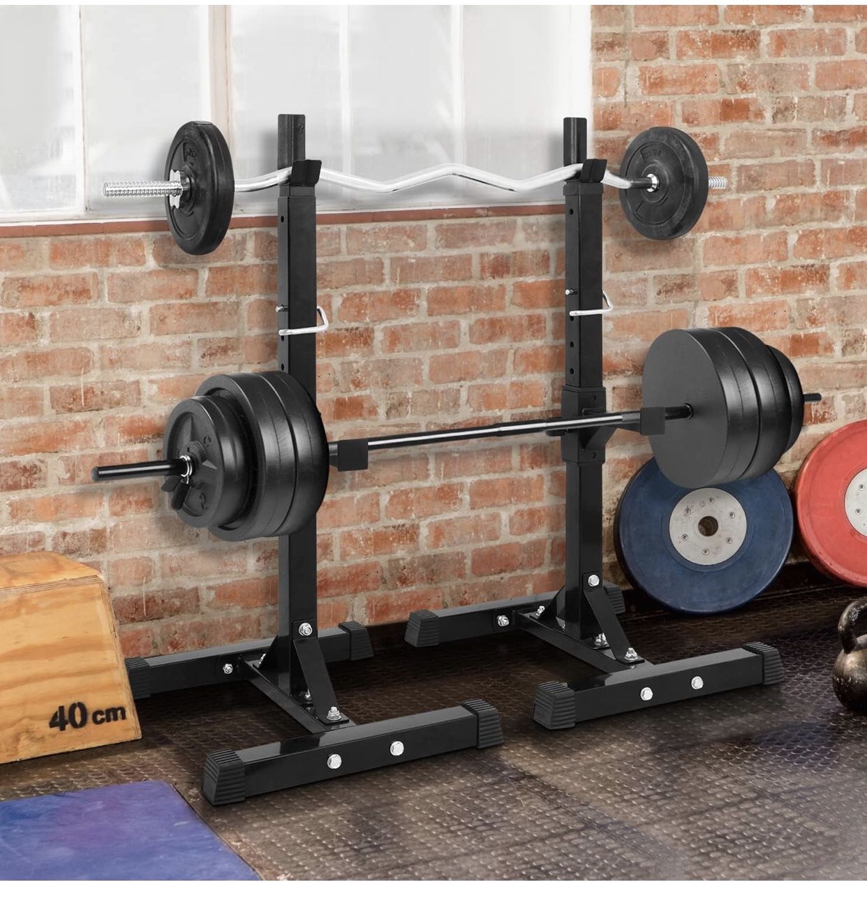 Adjustable Squat Rack Stand, Barbell Rack for Bench Press, Weight