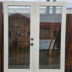 32x79 Double Wood dual glass doors