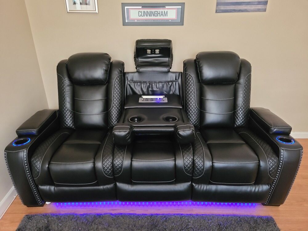 Party Time Midnight LED Power Reclining Sofa /Loveseat /Living