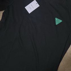 Black shirt with green highlights