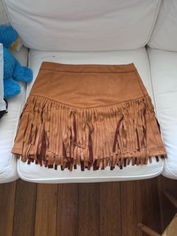 Faux suede fringe skirts