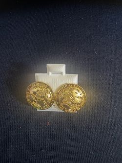 Gold Tone Globe Coin Stud Earrings