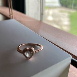 Pandora sparkling elevated heart ring, 14k rose gold, size 6
