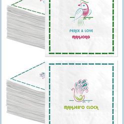  Napkins - 5'' Square Drink Napkins Paper Coasters Disposable - Mah Jongg Party Supplies Decorations - Bamboo Mahjongg Accessor