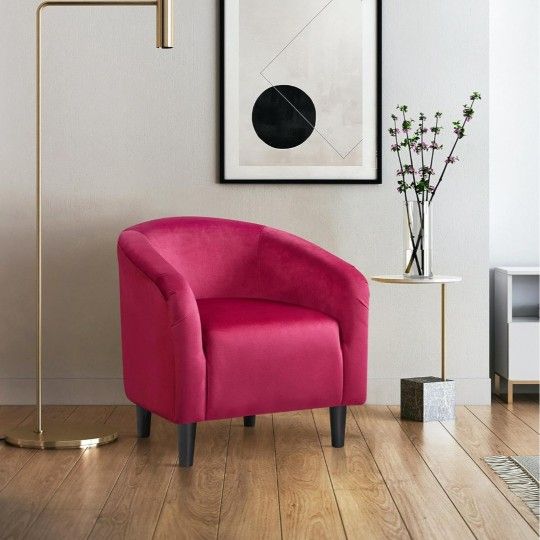 New❣️Club Chair, Velvet Accent Chair Upholstered Barrel Chair Sitting Chair with Armrest 592833
