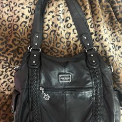 angel kiss black leather bag 