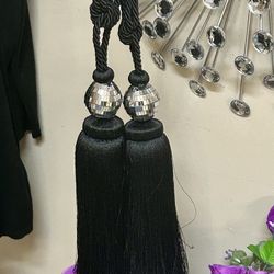 Beautiful Black Tie Backs With Bling NEW