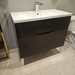 Vanity Bathroom With Sink And Faucet 
