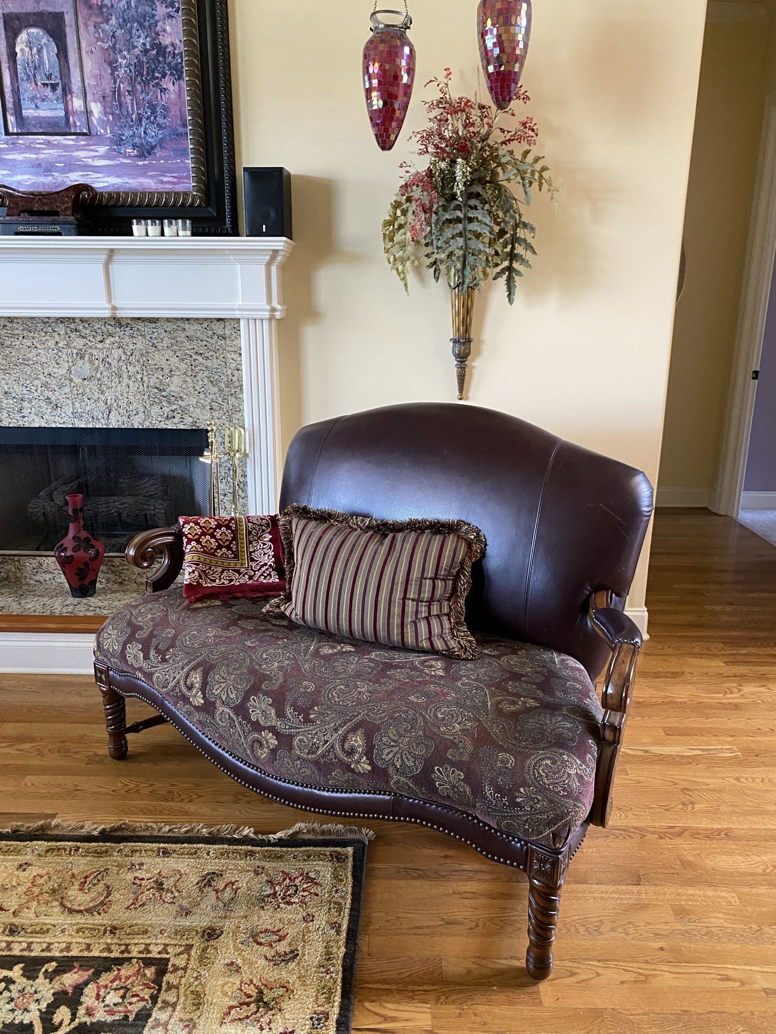 Leather Fabric Love Seat