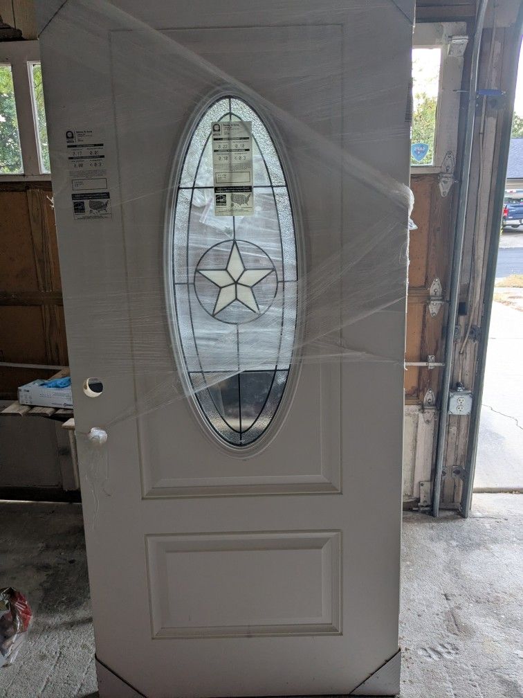 Exterior Door Oval Shaped Glass With Star 