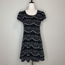 Urban Outfitters Kimchi Blue Faux Lace Print Stretchy Knit Mini Dress