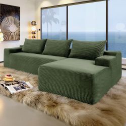  L-Shape Sectional Corduroy Sofa 