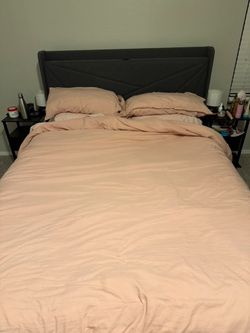Queen size bedframe/with mattress and mattress box